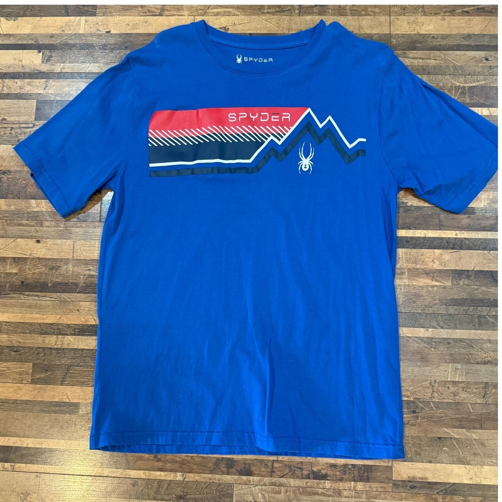 Spyder Graphic T-Shirt Athletic Activewear Blue Tee Men's Size‎ L